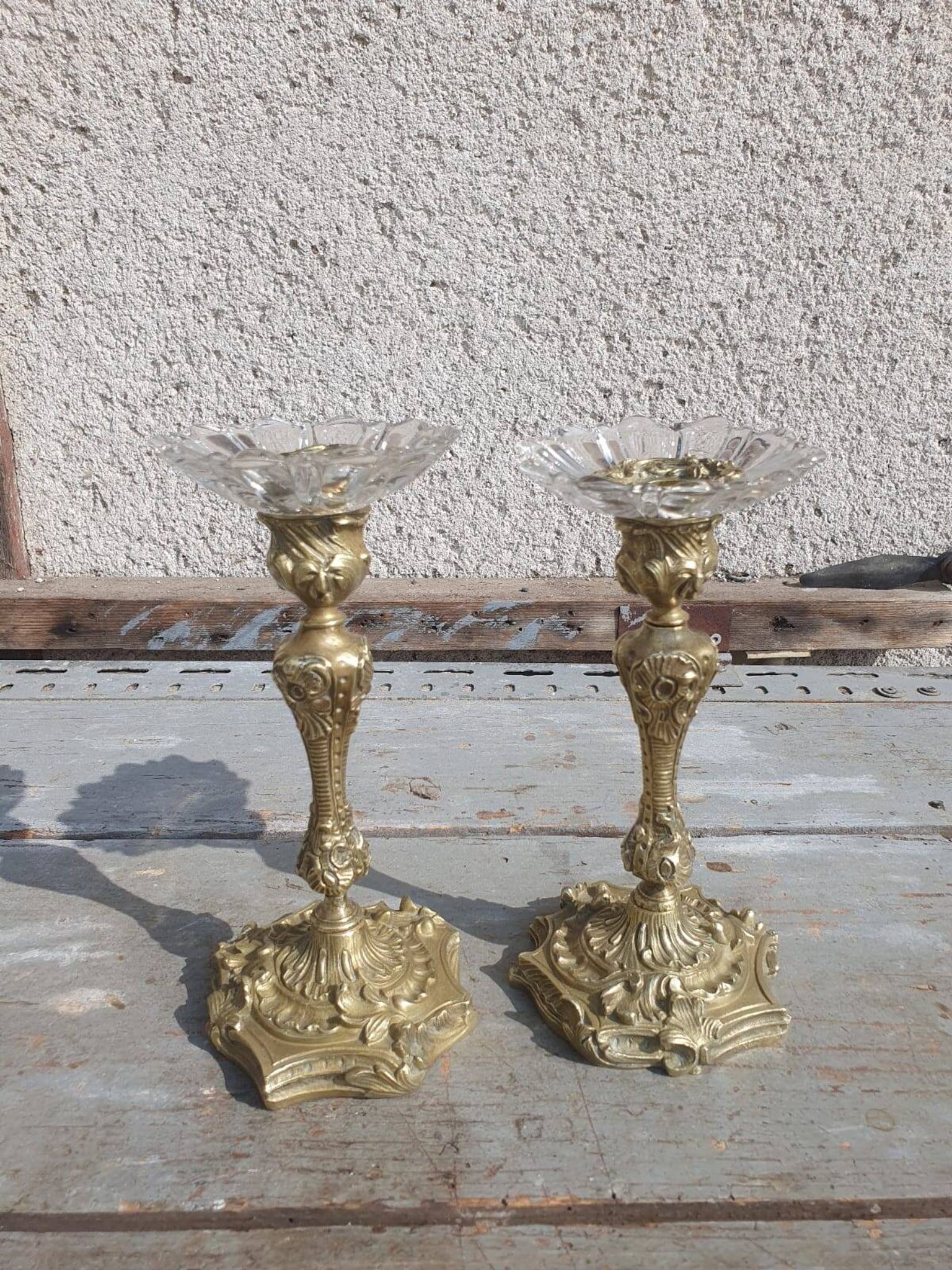 paire bougeoirs bronze