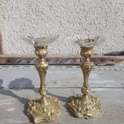 paire bougeoirs bronze