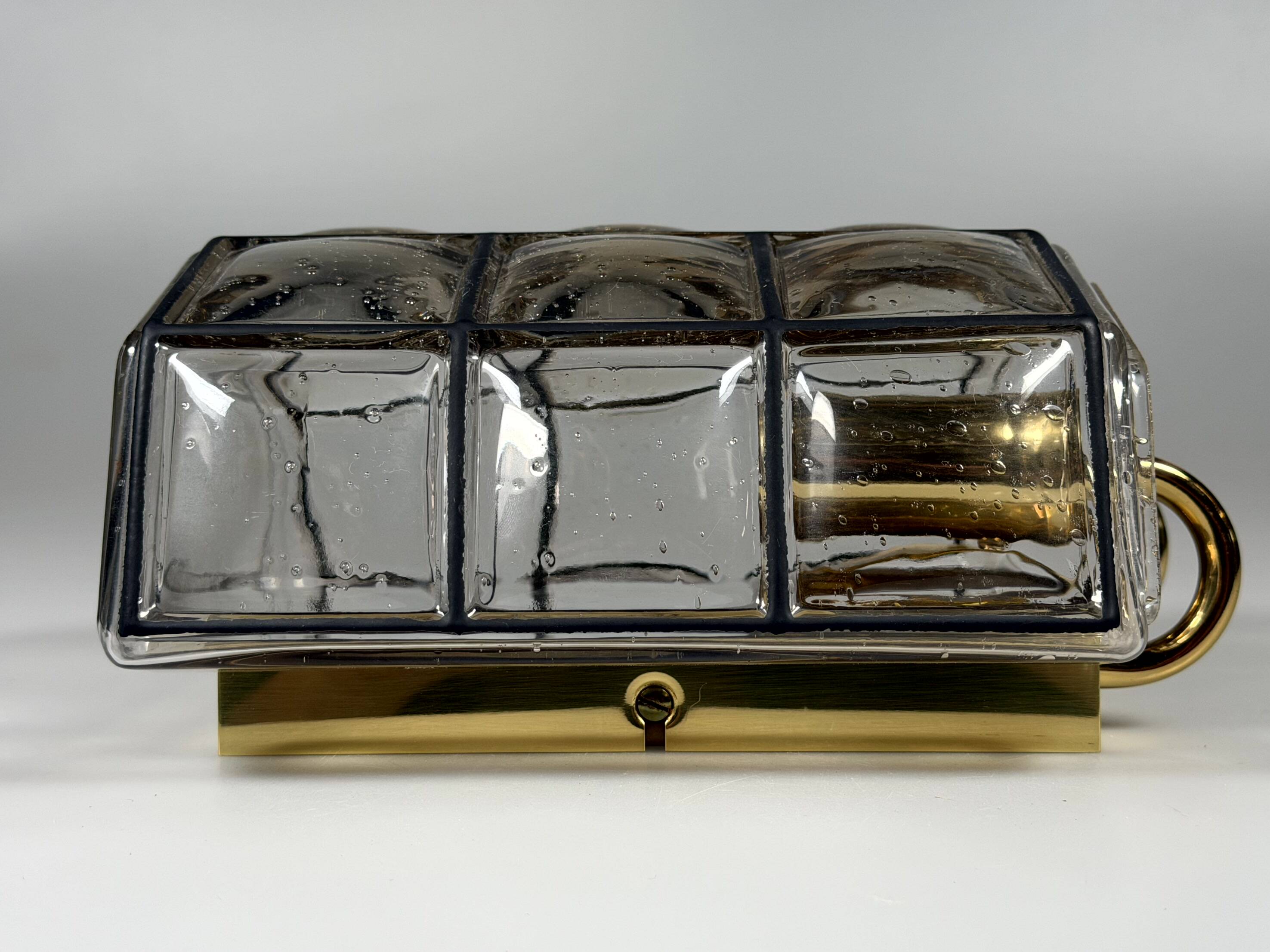 60s 70s Wall Lamp Wall Sconce Glashütte Limburg Germany Glass & Metal