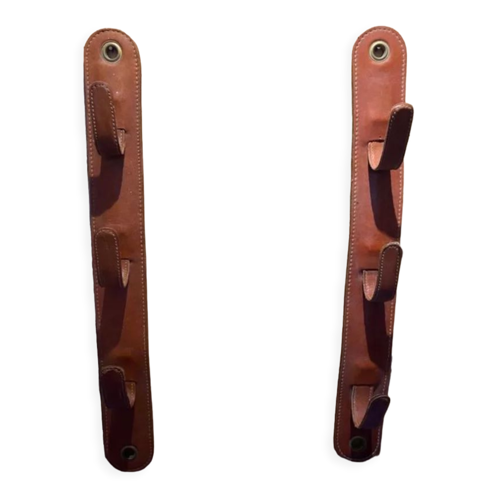 Porte-Fusil Mural En Cuir Vintage - Fabrication Espagnole - Occasion