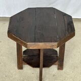 Pedestal table or small octagonal side table quadripod base with modernist spacer