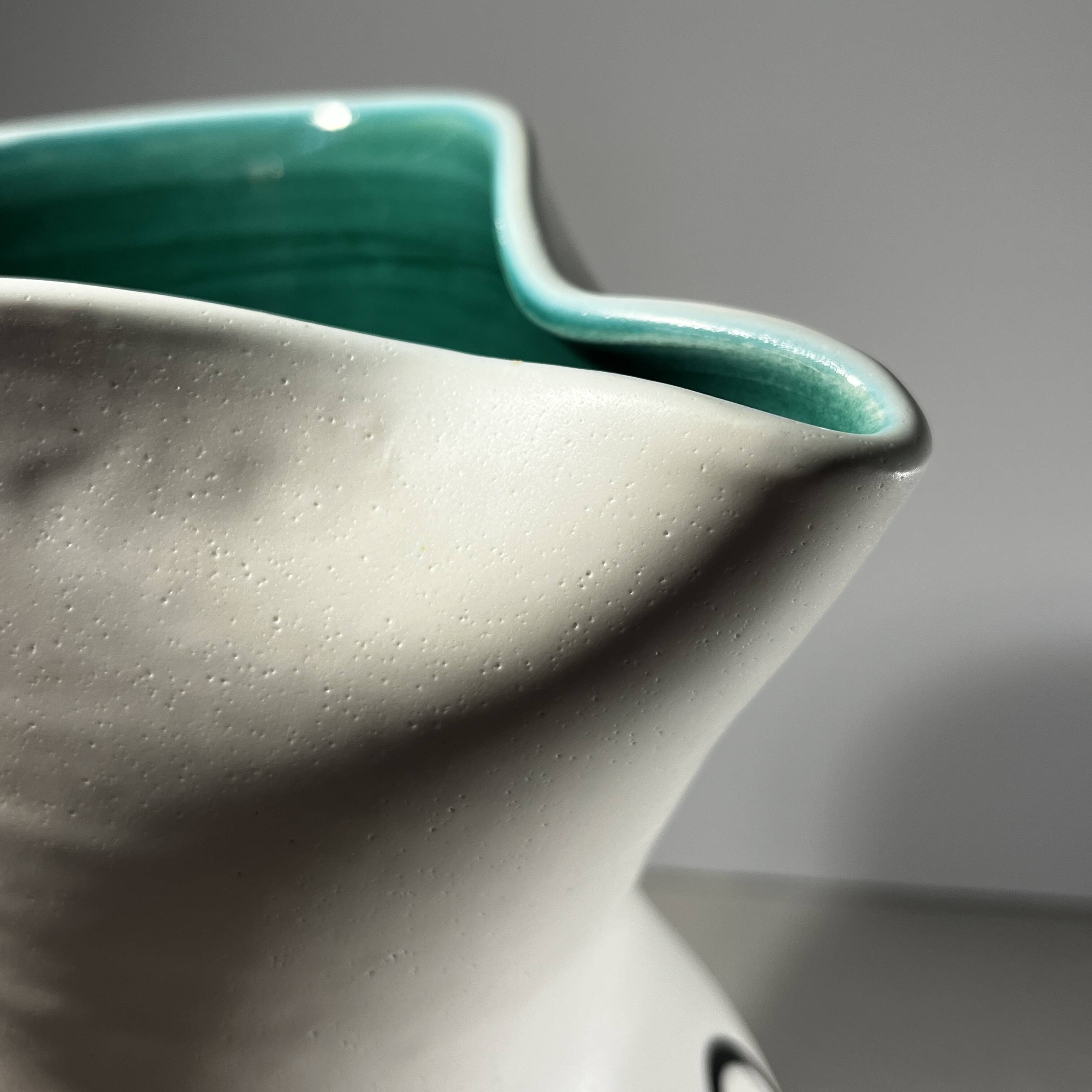 Andre baud for vallauris, ceramic jug and 6 glasses set, ca 1960