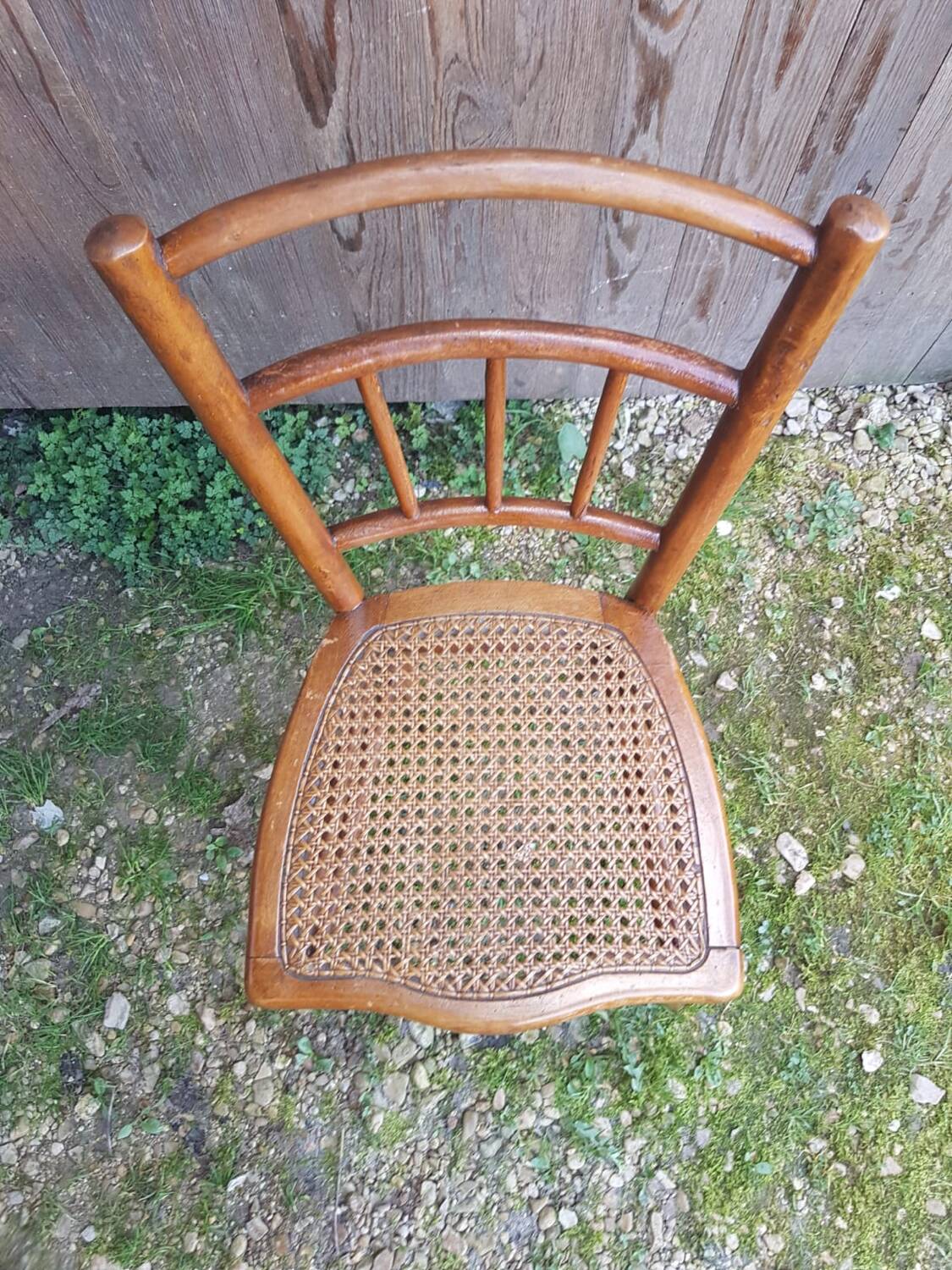 Old thonet style bistro chair turned wood + vintage cane seat