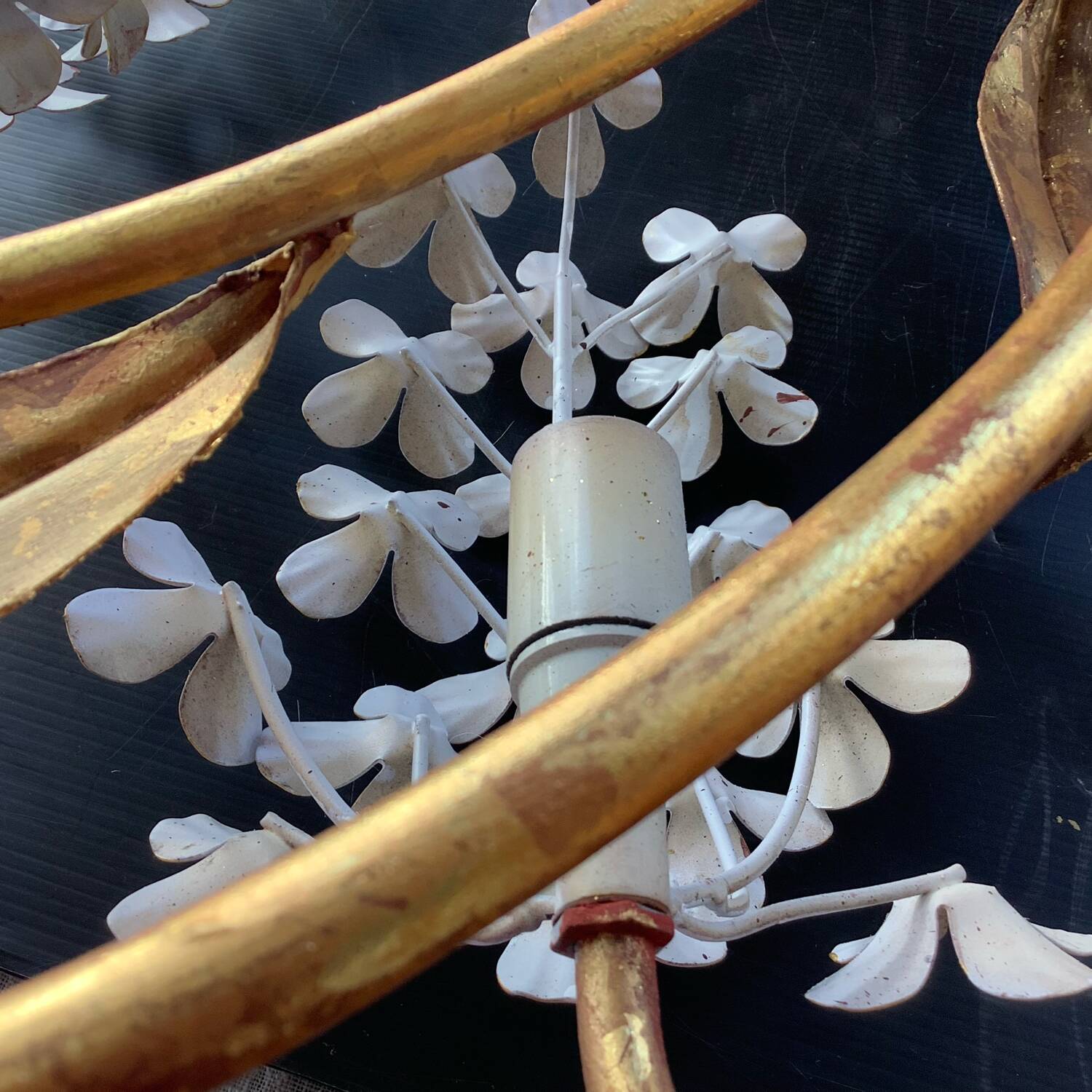 Hans Kogl 2 Vintage Wisteria Floral Wall Sconces with Gold Leaf Finish, 4 Lights