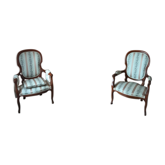 Set of 2 armchairs type cabriolet