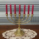 7-branch chandelier, in gilded brass, signed Wainberg.