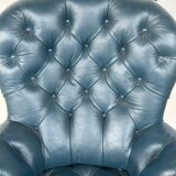Armchair Napoleon III leather Chesterfield way, late nineteenth