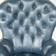 Armchair Napoleon III leather Chesterfield way, late nineteenth