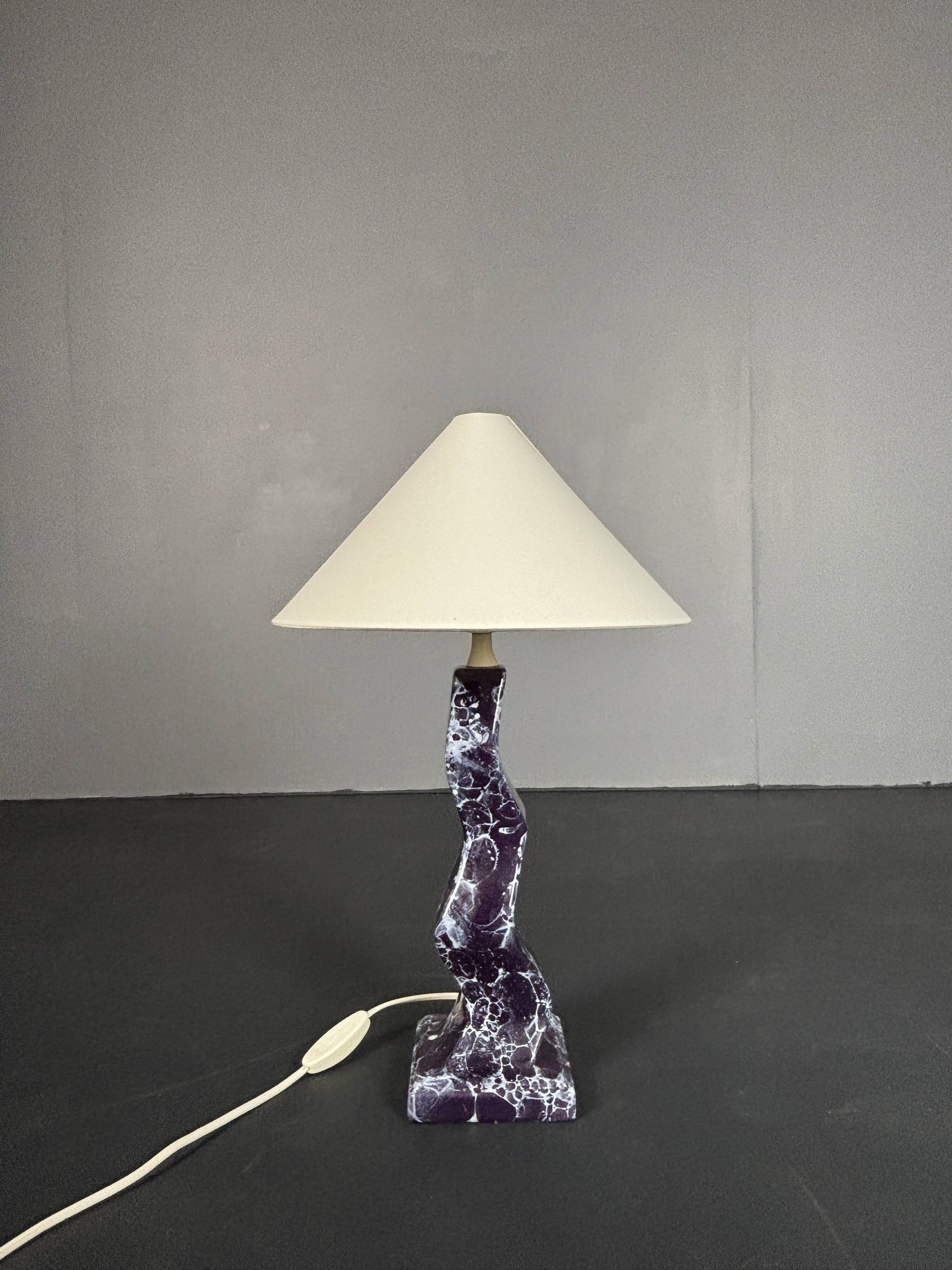 Post modern curvy wavy faux marble zig zag lamp, 1980s