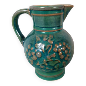 Small vintage green slipware jug