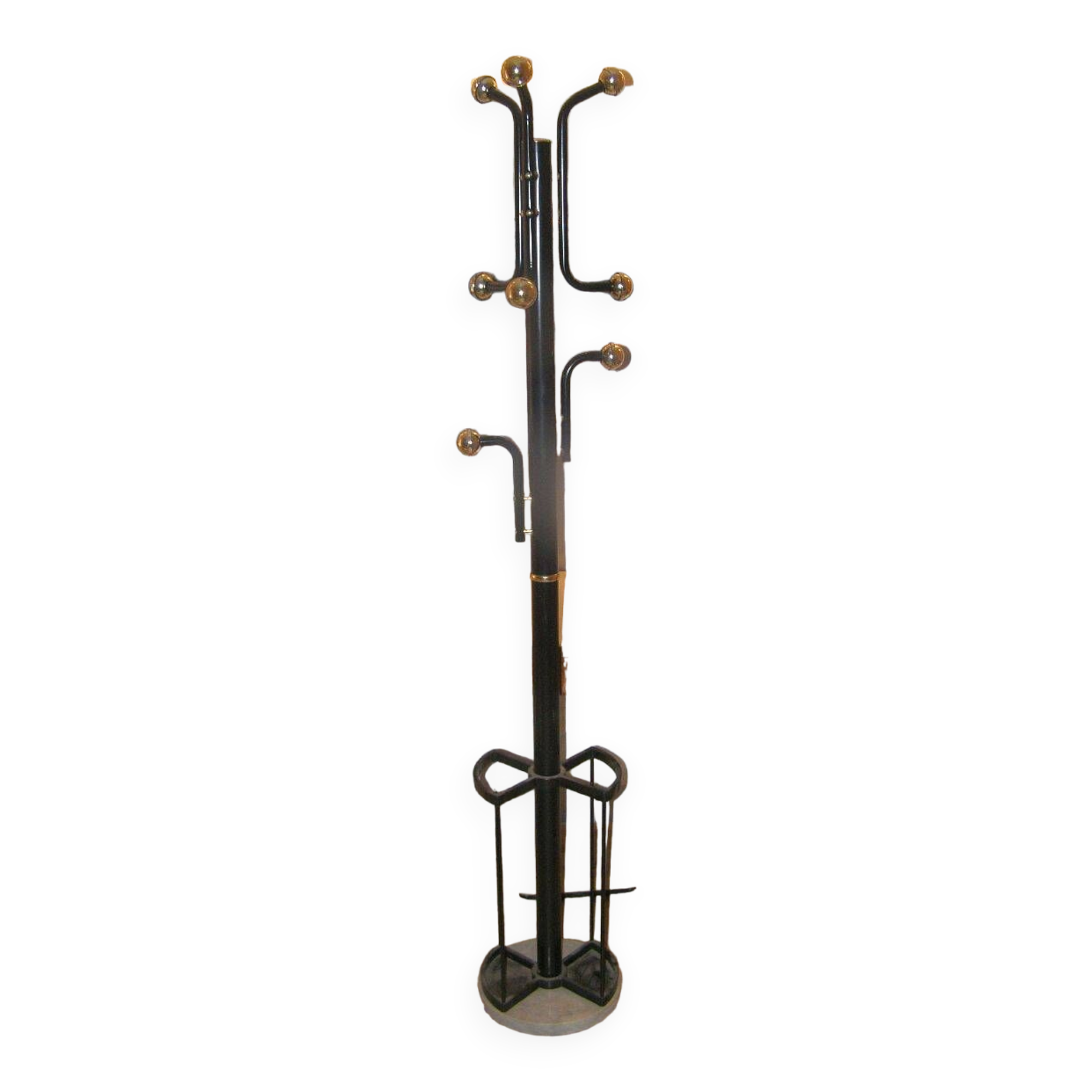 Coat rack 8 branches in metal and gilding with umbrella door and marble base canes