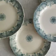 6 assiettes plates en faïence terre de fer HB Choisy-le-Roi « Henriette »