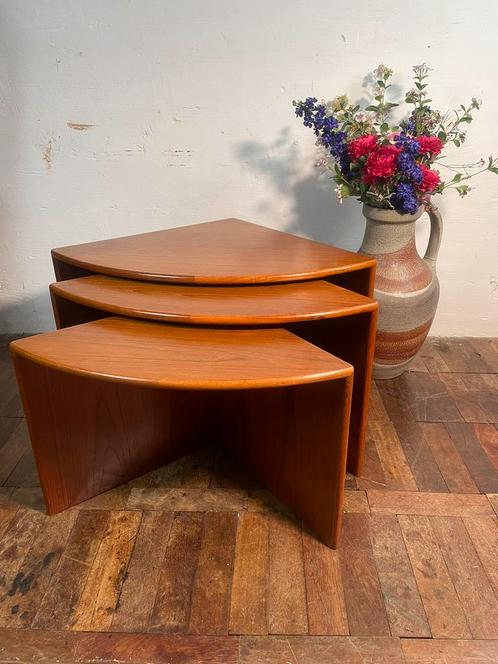 Set of 3 MCM nesting side tables in Danish teak