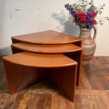 Set of 3 MCM nesting side tables in Danish teak