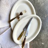 Sarreguemines oval dish in unbleached earthenware