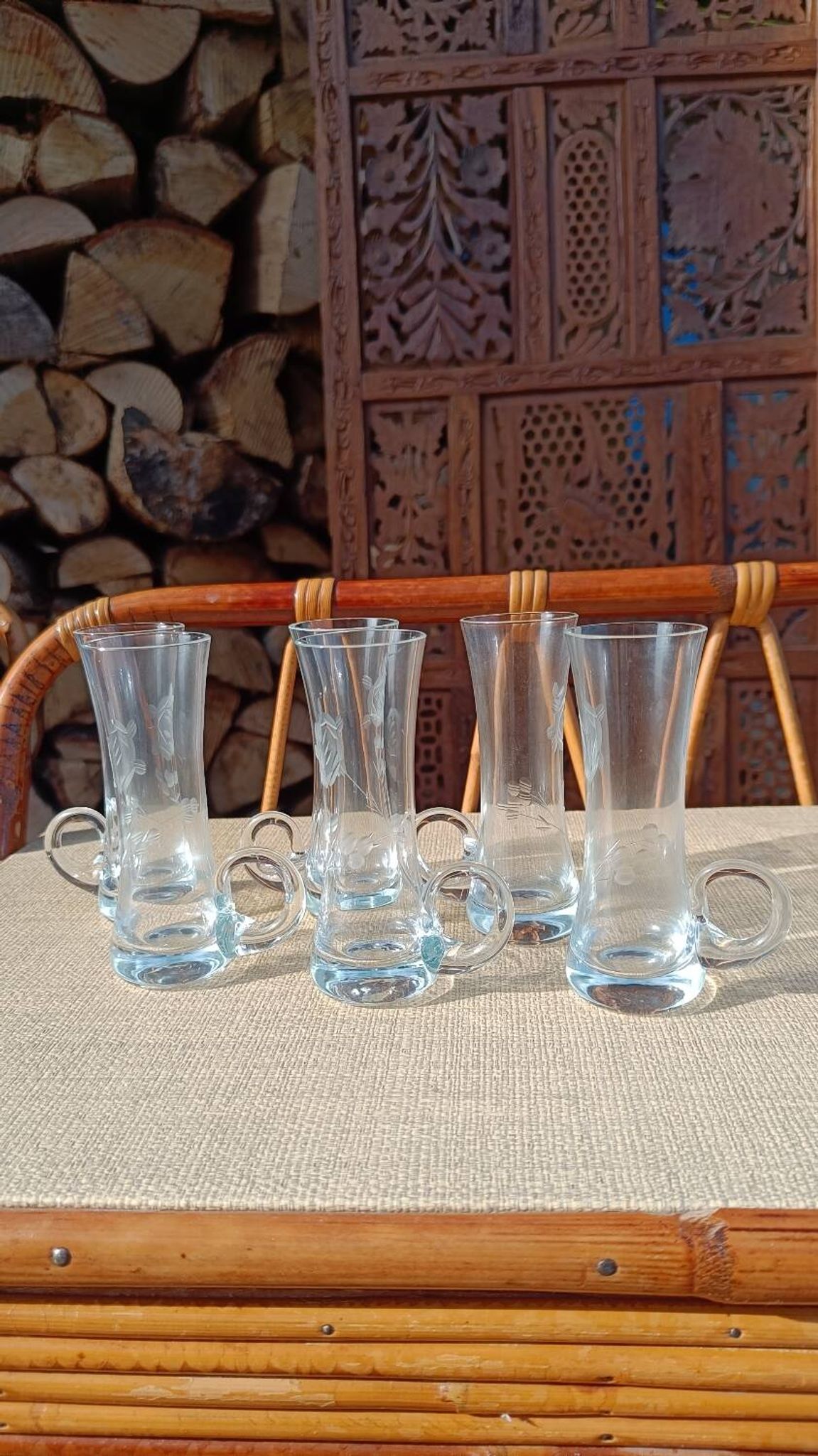 Six verres à shot en cristal gravé