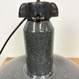 Large Industrial Grey Enamel Factory Lamp with Cast Iron Top, 1960s
