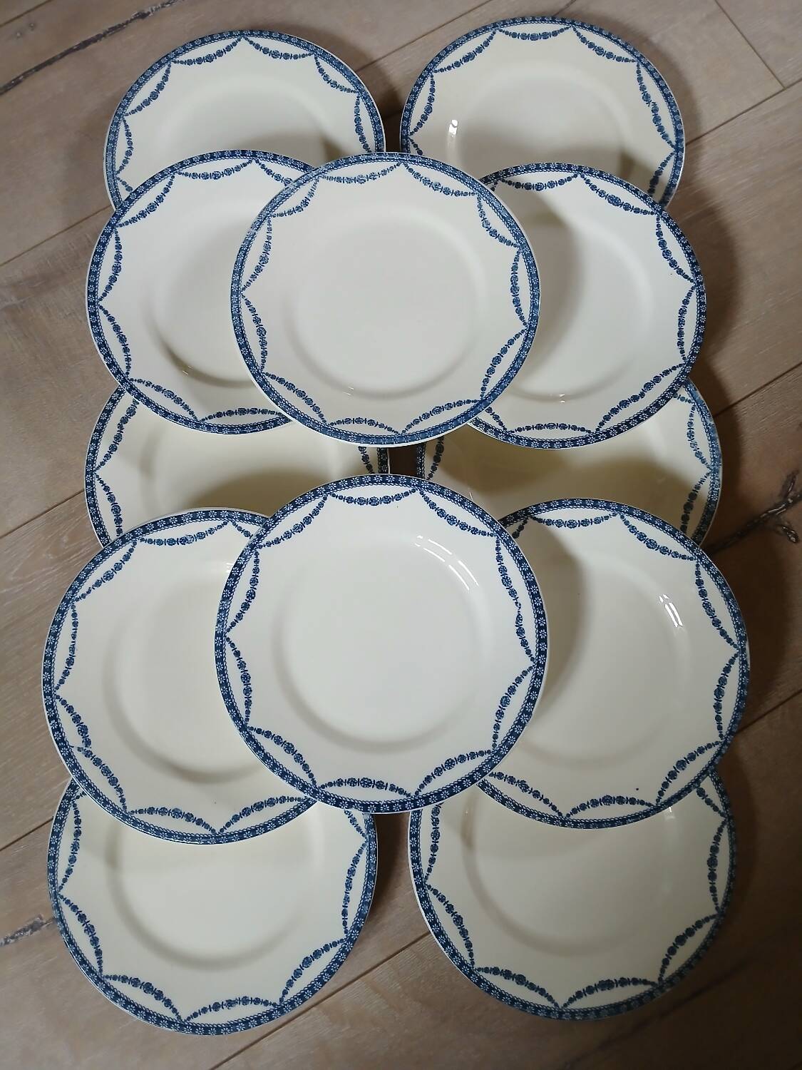 12 antique ironstone dinner plates