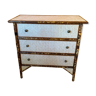 Chest of drawers in bamboo and vintage rattan