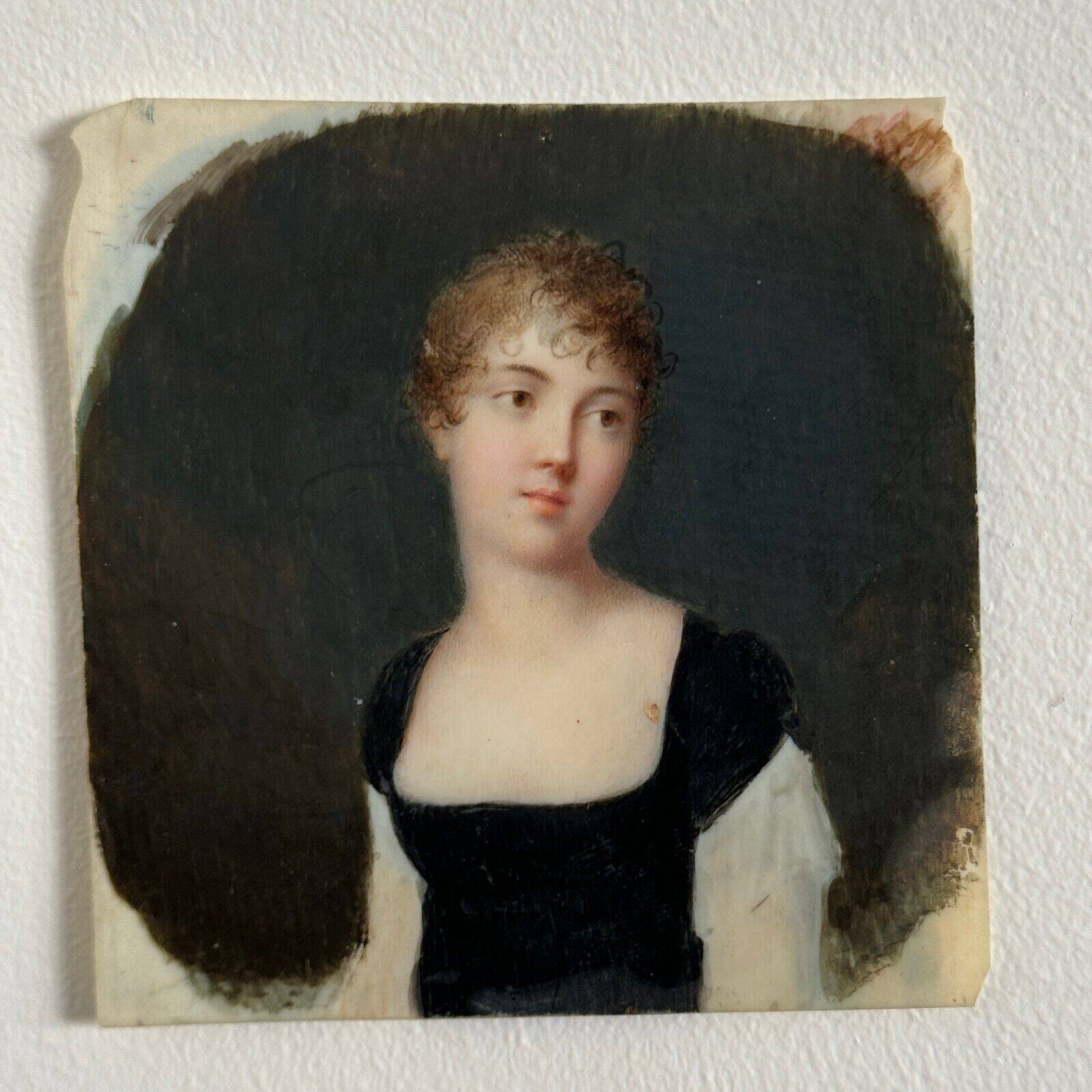 Miniature, early 19th century, hand-painted portrait of a woman