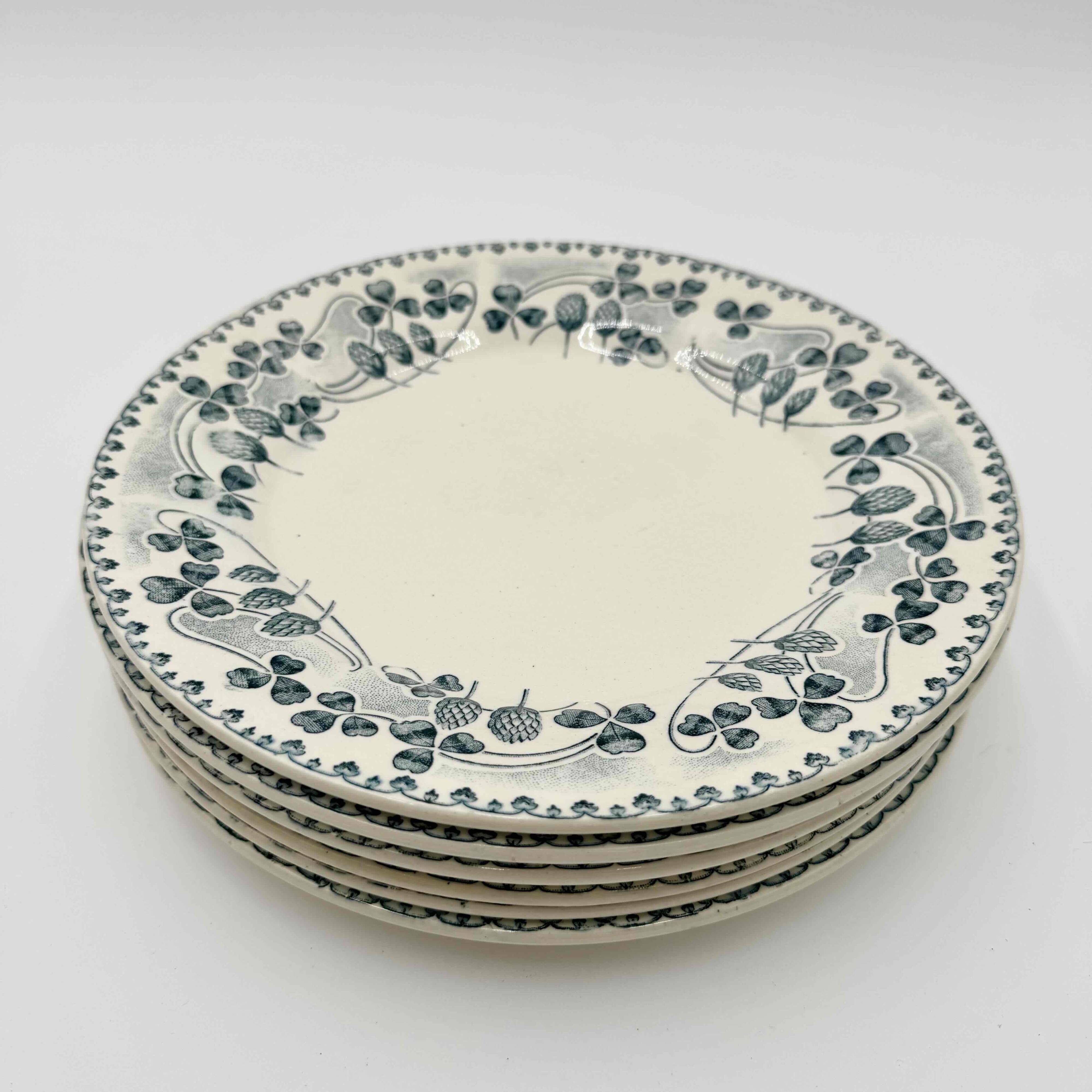 Ironstone dinner plates by E. Bourgeois, Catinat pattern, late 19th century