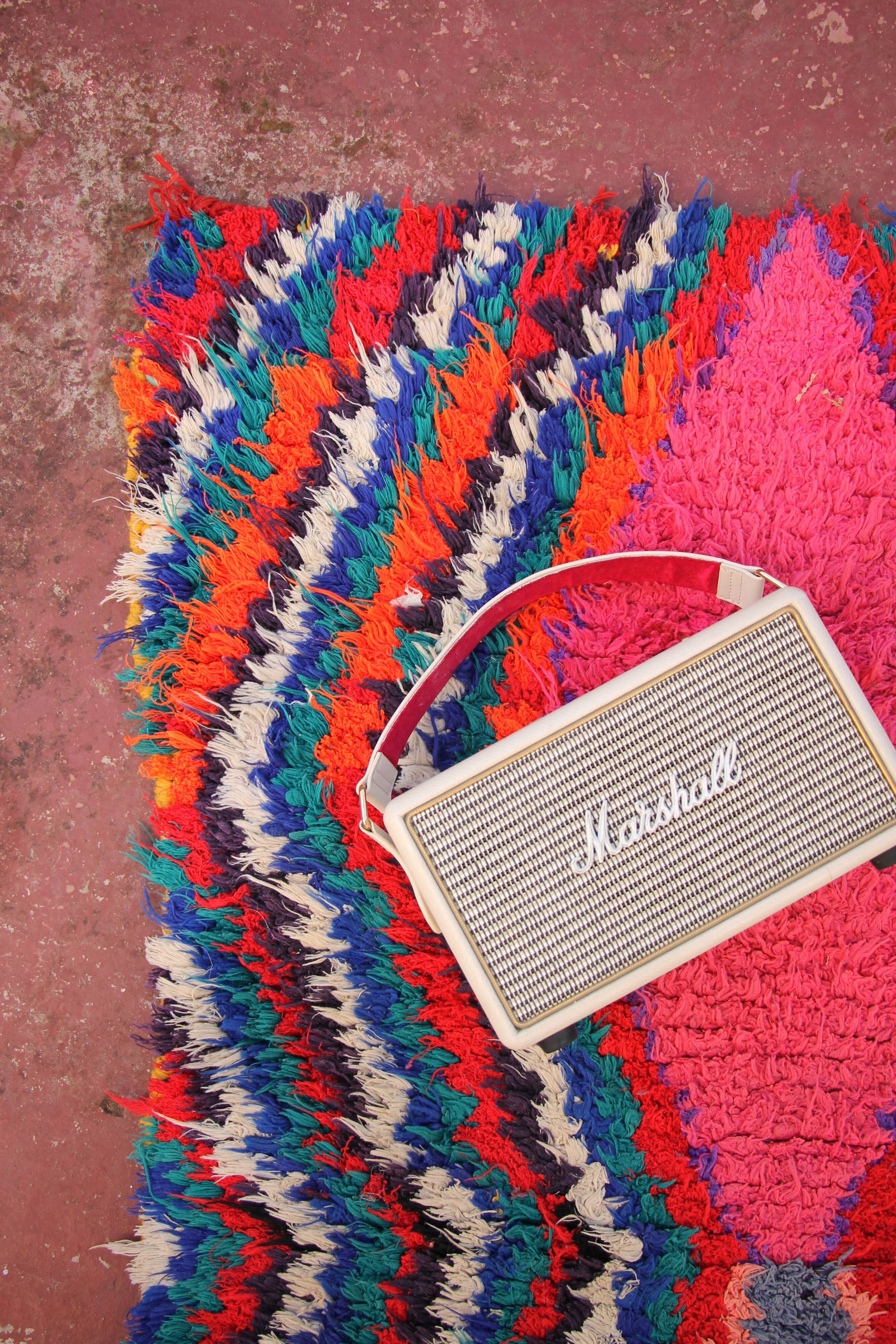 Pink Boucherouite carpet "Imouzzer" 74x170cm