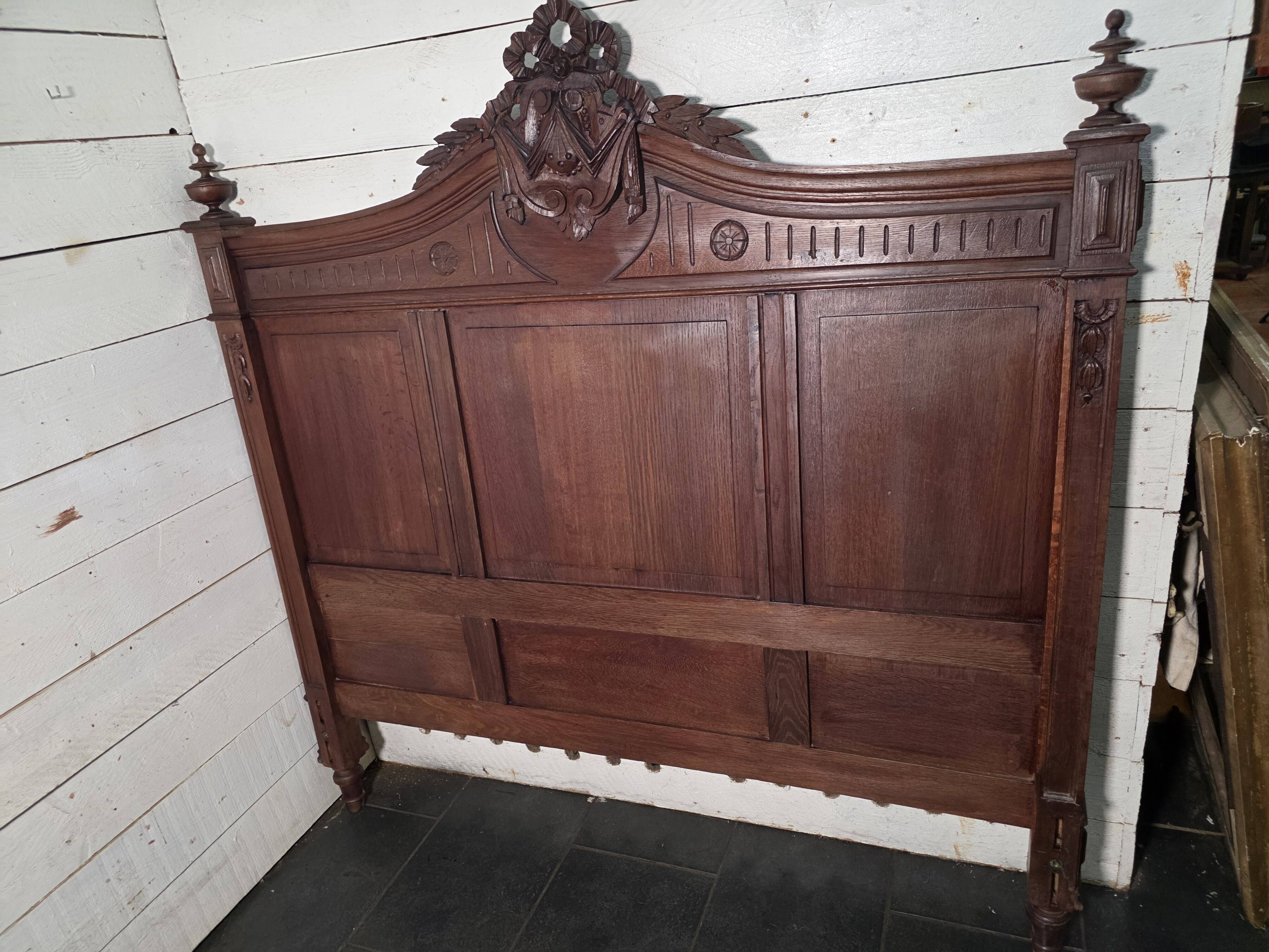 Antique solid oak headboard