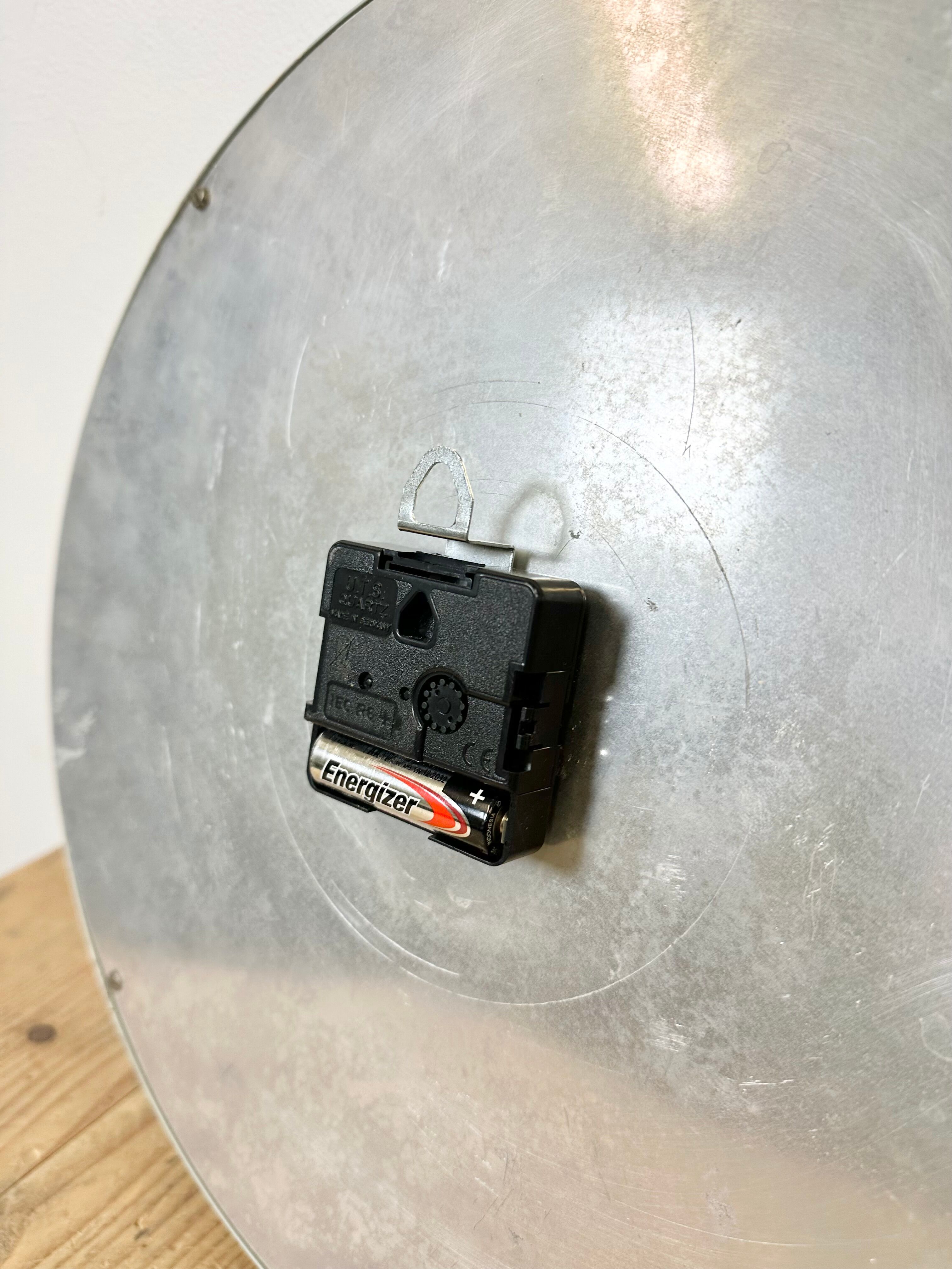 Grey Industrial Wall Clock from TN, 1960s