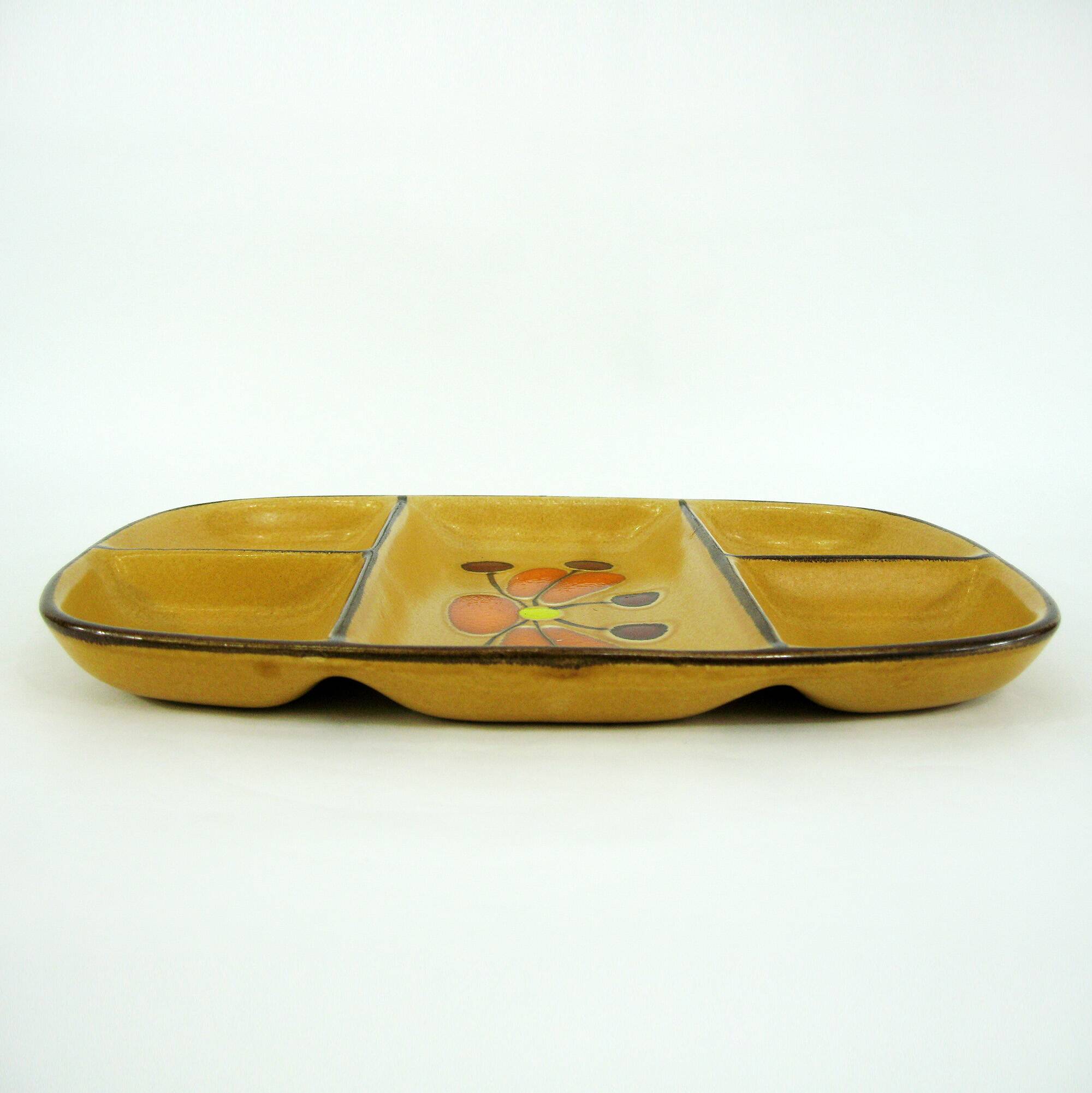 Ceramic compartmentalized dish - St-Clément France - vintage 70s