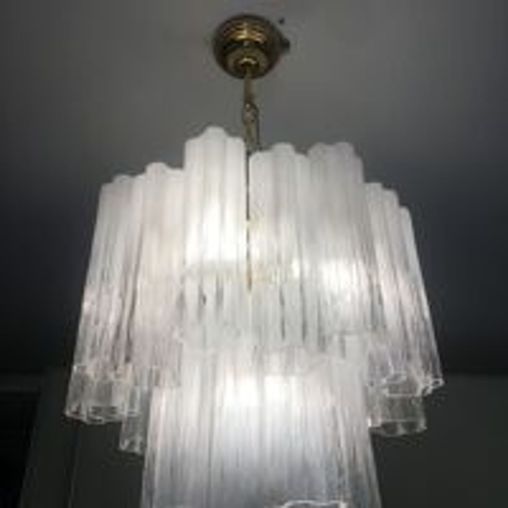 Suspension blanc en verre de murano « tronchi » disparu d50