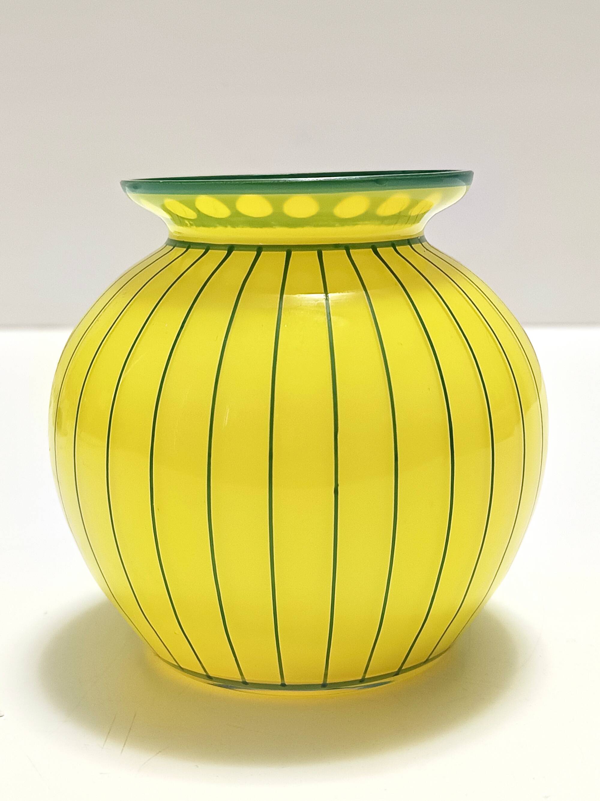 Art Deco Yellow and Green Glass Vase in the style of Josef Hoffmann, Austri