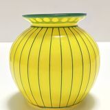 Vase Art Déco en verre jaune et vert dans le style de Josef Hoffmann, Autriche
