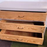 Ancienne commode en bois peint et pitchpin