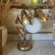 Lampe en métal doré et opaline 70’s