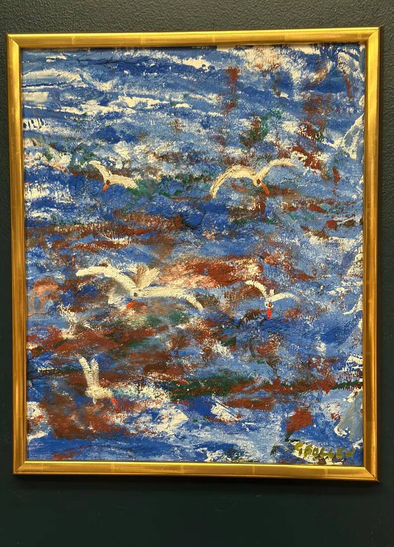 Original Swedish Oil on Canvas – “Storm” by Göta Fogler – Signed – Vintage & Framed – 50 × 42 cm (19.7" × 16.5")