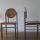 Brutalist 6 chairs and dining table in teak and patinated steel, 1960s