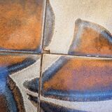 Vintage 1970s ceramic tile coffee table with chrome legs.