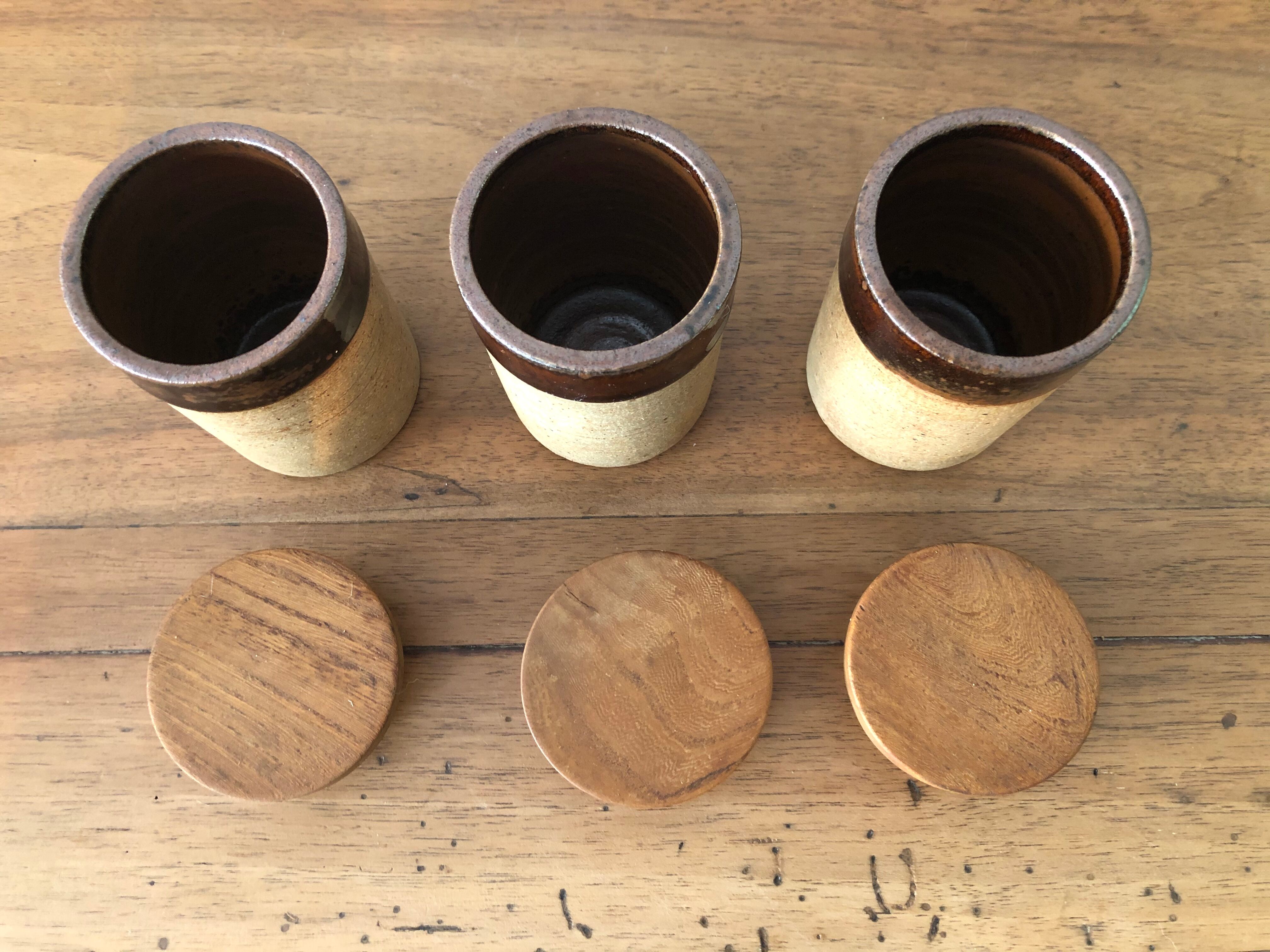 Set de 3 pots à épices en grès