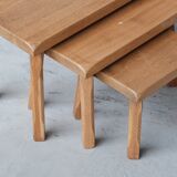 Set of Three Mid-Century Blonde Oak Nesting Tables