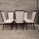 6 white leatherette and mahogany art deco style chairs, 1950
