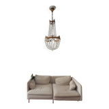 Antique brass and cut glass balloon chandelier