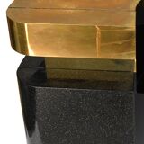 Bar in black lacquer and gilded brass by Jean-Claude Mahey for Maison Romeo.