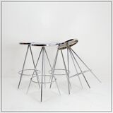Set of 4 vintage chrome bar stools - 1970s