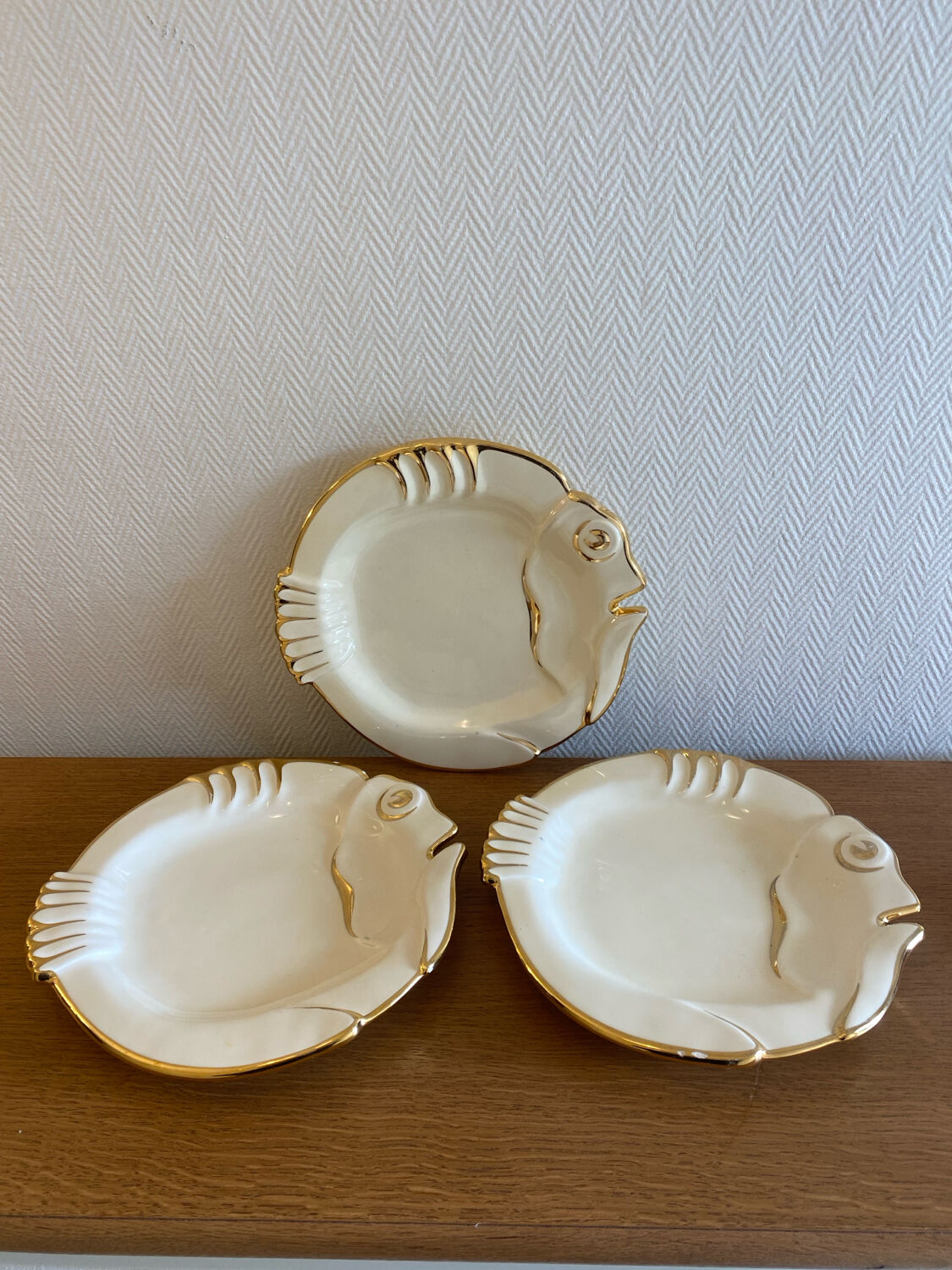 Antique Madgalithe fish set made in France