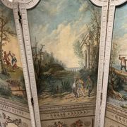 Four-panel screen from the Louis XVI period with rustic decorations.