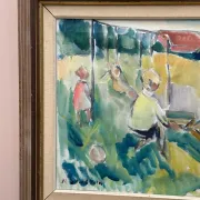 Original Swedish Oil on Canvas – “Friends” by Nils Sewerin – Vintage & Framed