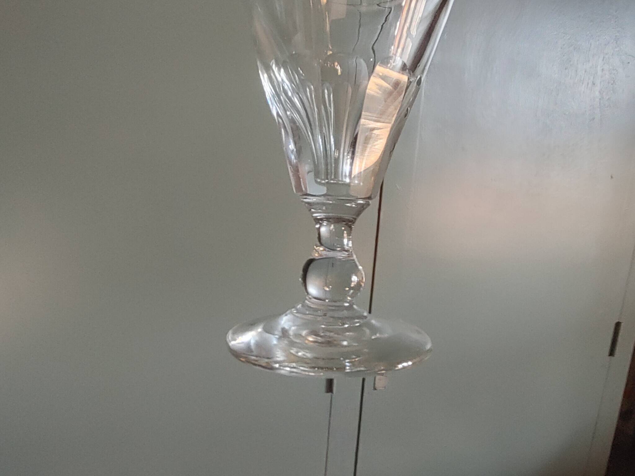 6 Louis Philippe wine glasses with flat sides - 19th century.