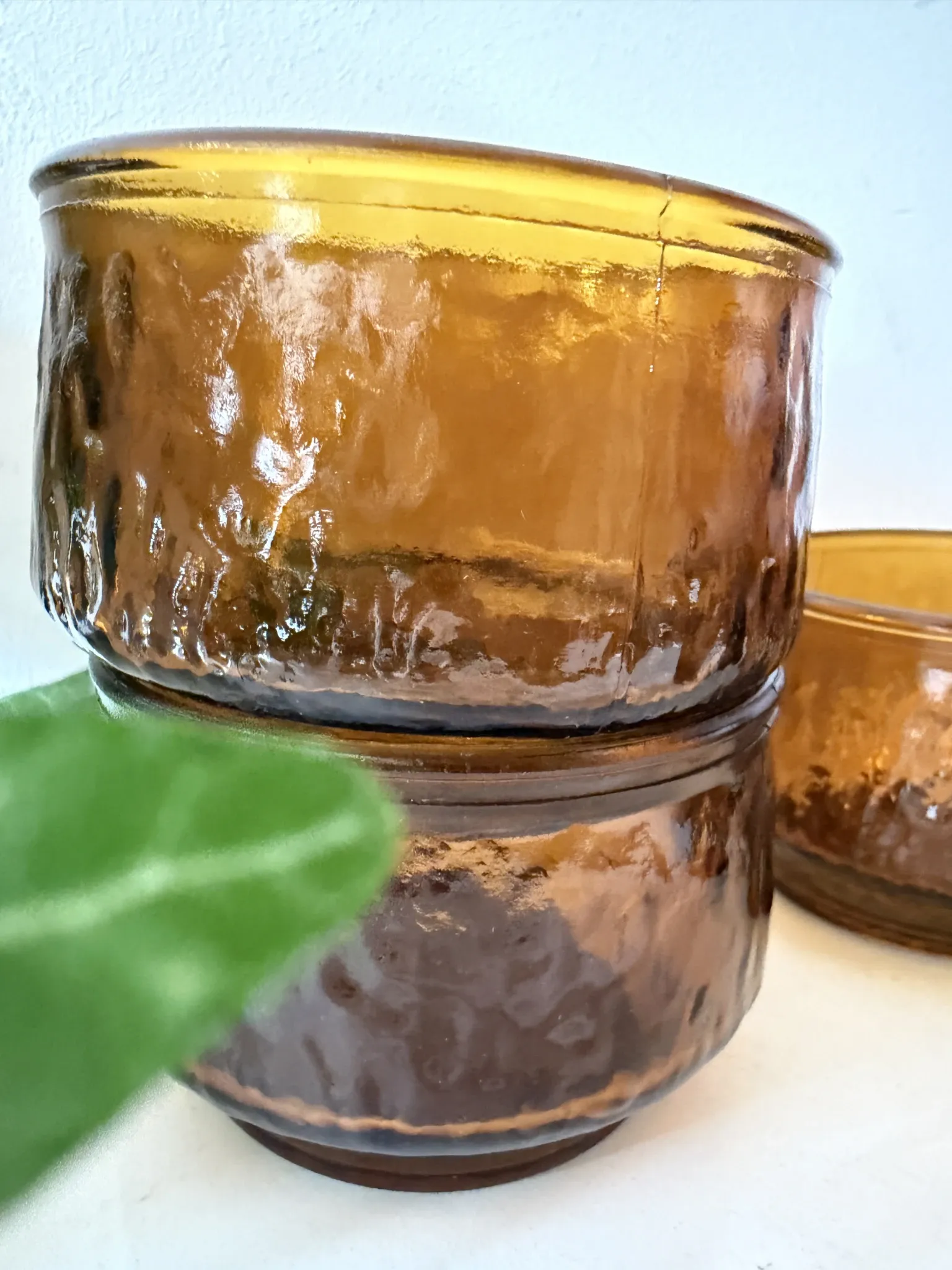 Mid Century amber-coloured bowls Arcoroc Sierra