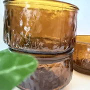 Mid Century amber-coloured bowls Arcoroc Sierra