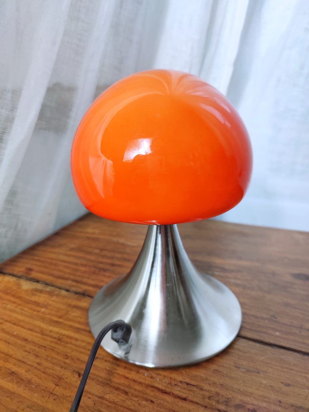 Small orange vintage mushroom lamp